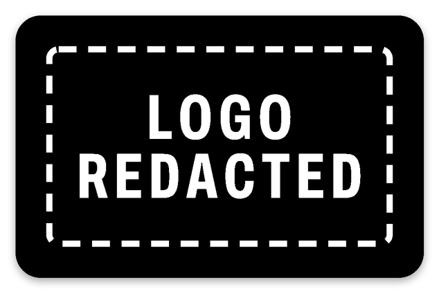 Logo redacted bar patch and Logo redacted sticker